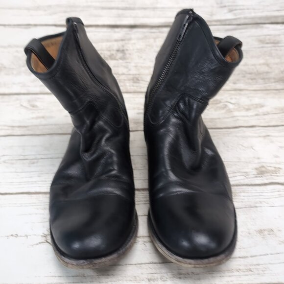 Frye Melissa Button Short Black Leather Slip On Moto Riding Boots Women Size 9 - Picture 2 of 7